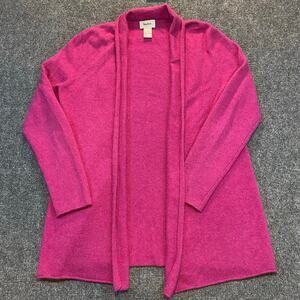 Neiman Marcus Womens Large Pink 100% Cashmere Open Front Cardigan Sweater Cozy